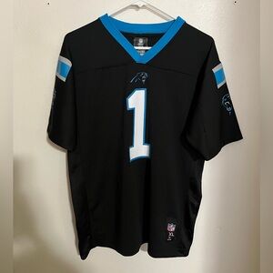 NFL APPAREL Classic Carolina Panthers Cam Newton Jersey Black Blue Youth Size XL